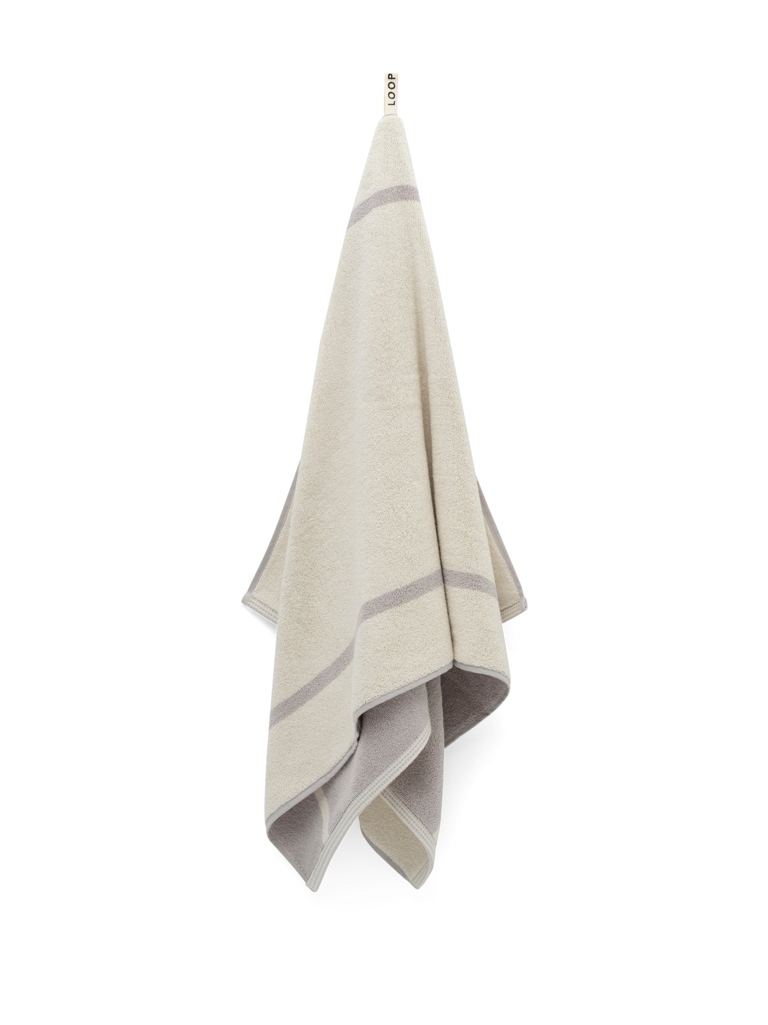 LOOP HOME bath towel - butter/stone - dual stripe — view 2