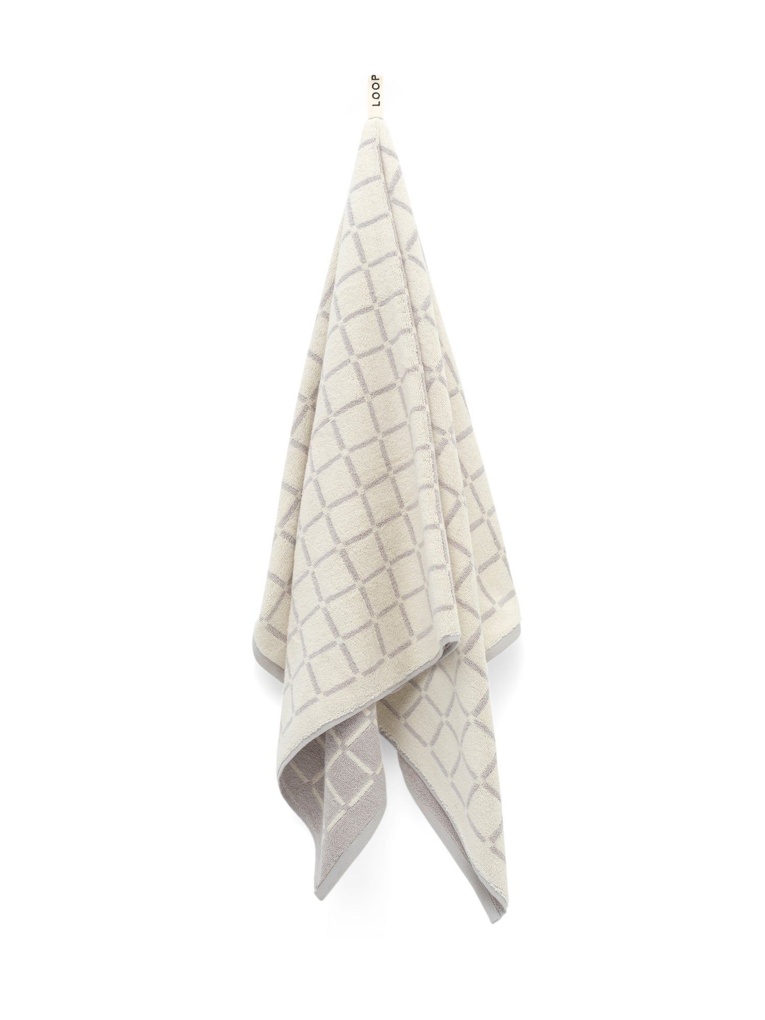 LOOP HOME bath towel - butter/stone - grid — view 2