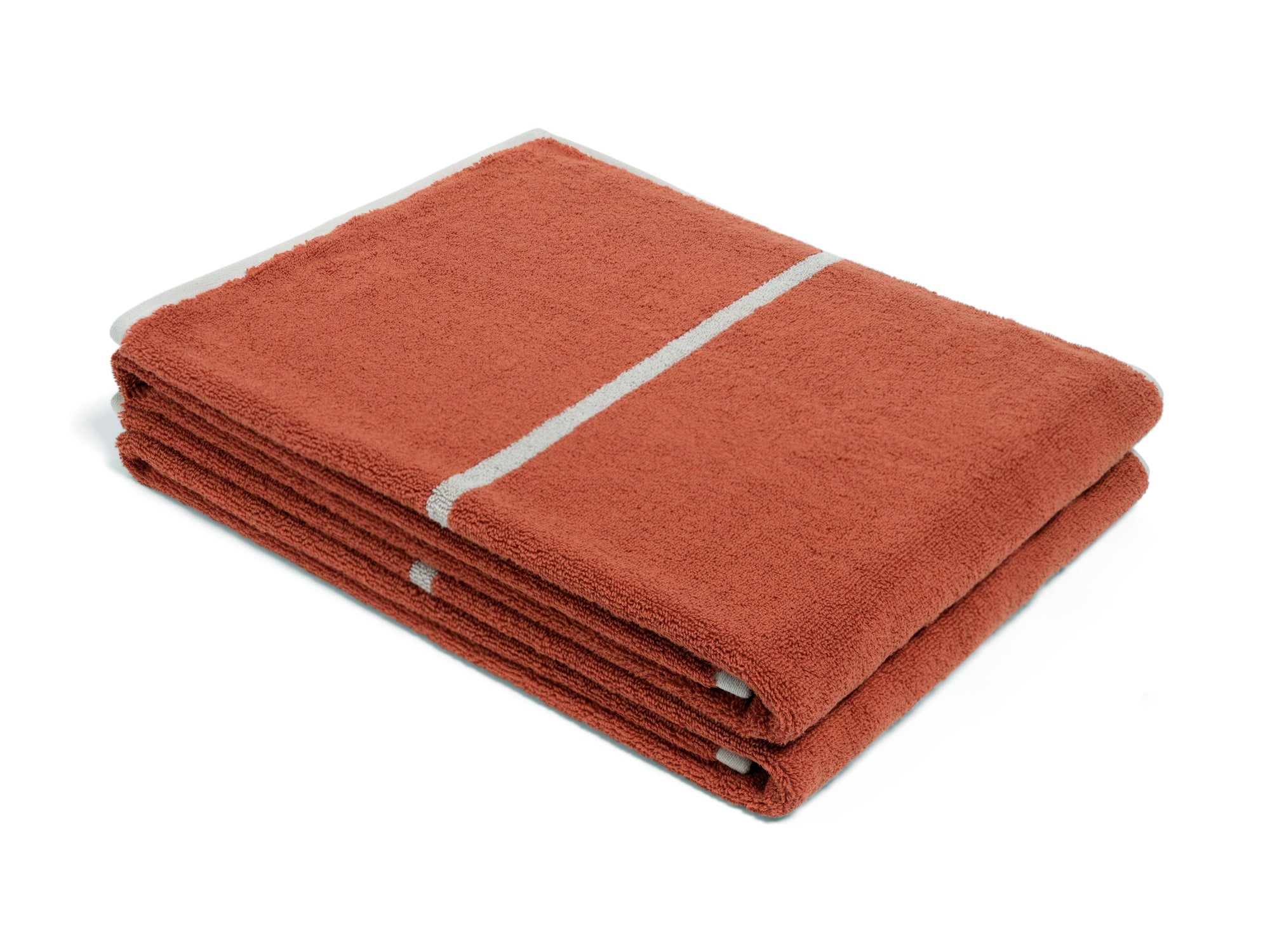 Terracotta/Stone Simple Stripe Bath Towel — view 3