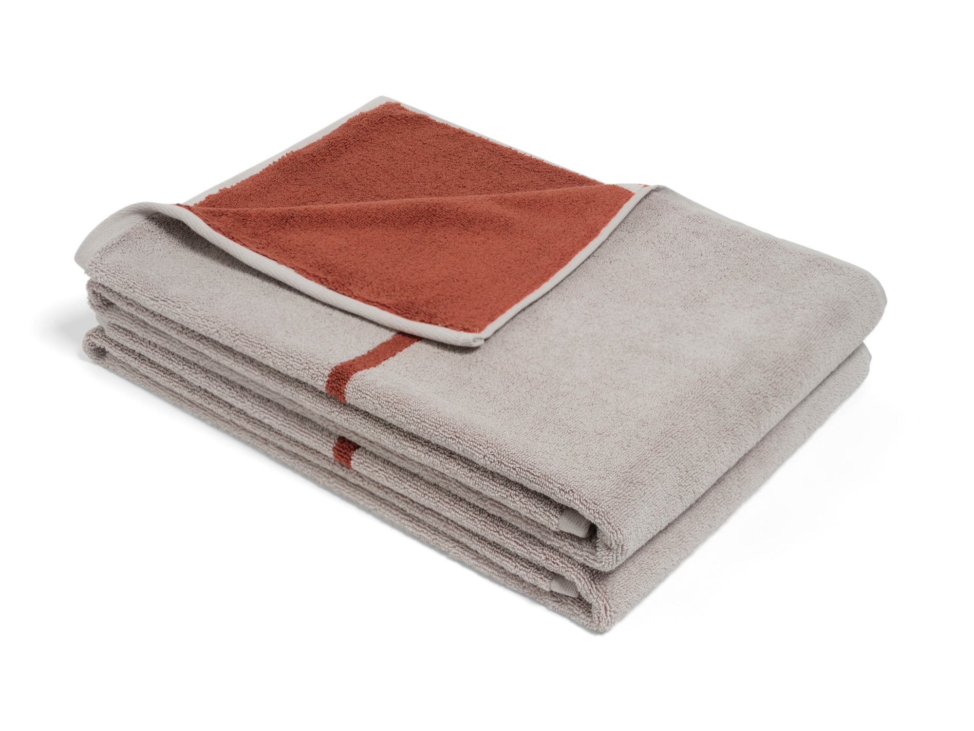 LOOP HOME bath towel - terracotta/stone - simple stripe — view 4