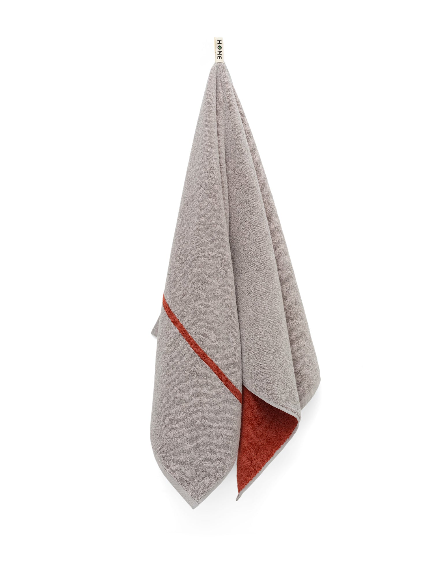 LOOP HOME bath towel - terracotta/stone - simple stripe — view 2