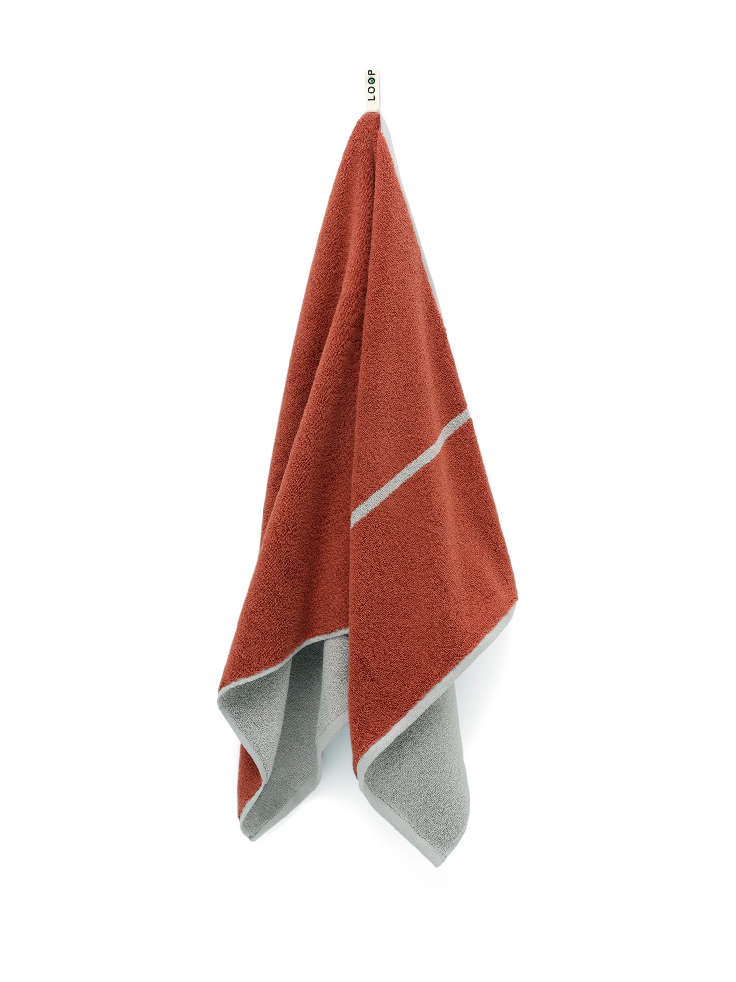 LOOP HOME bath towel - terracotta/stone - simple stripe
