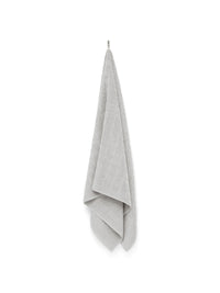 LOOP HOME stone bath sheet showing woven texture and fringe detail