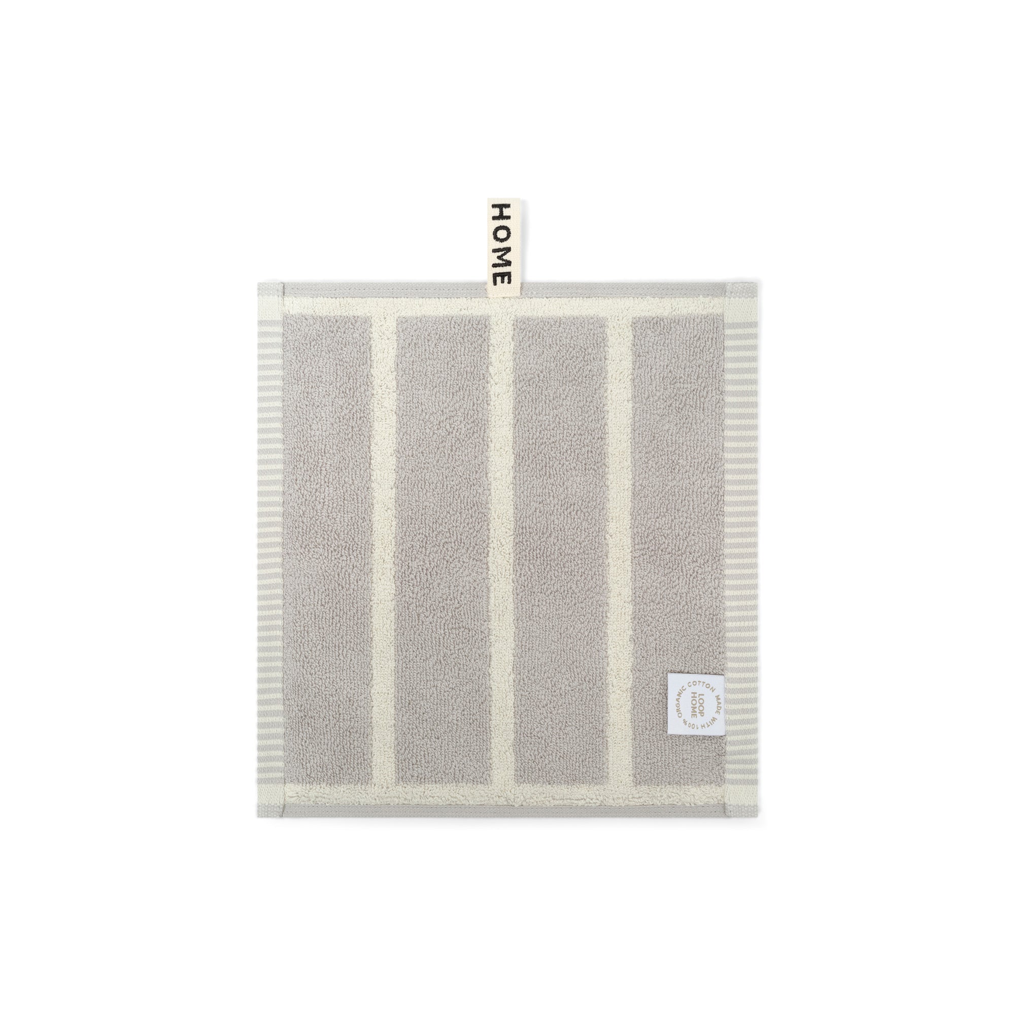 LOOP HOME face towel - butter/stone - bold stripe — view 2