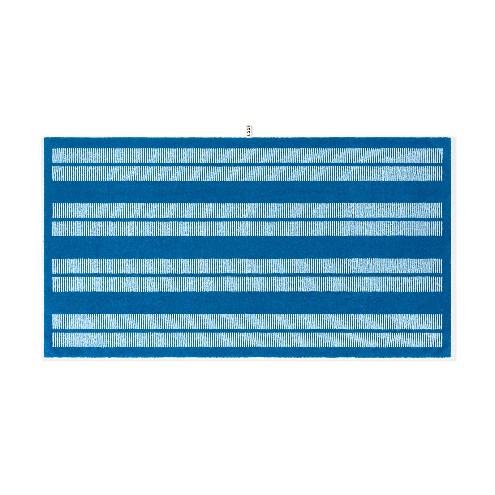 LOOP HOME bath sheet - cobalt/ivory - dual dash — view 2