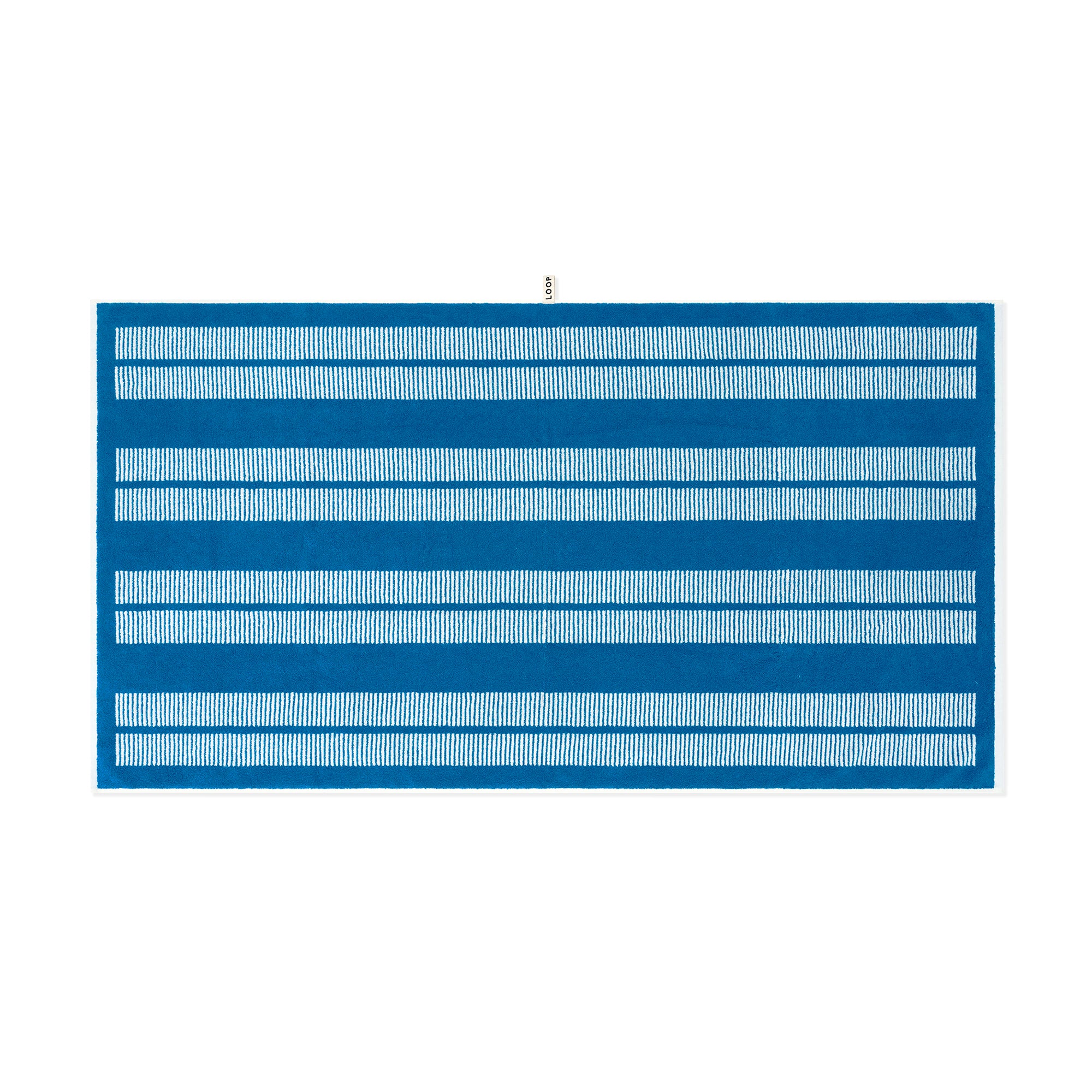 LOOP HOME bath sheet - cobalt/ivory - dual dash — view 2