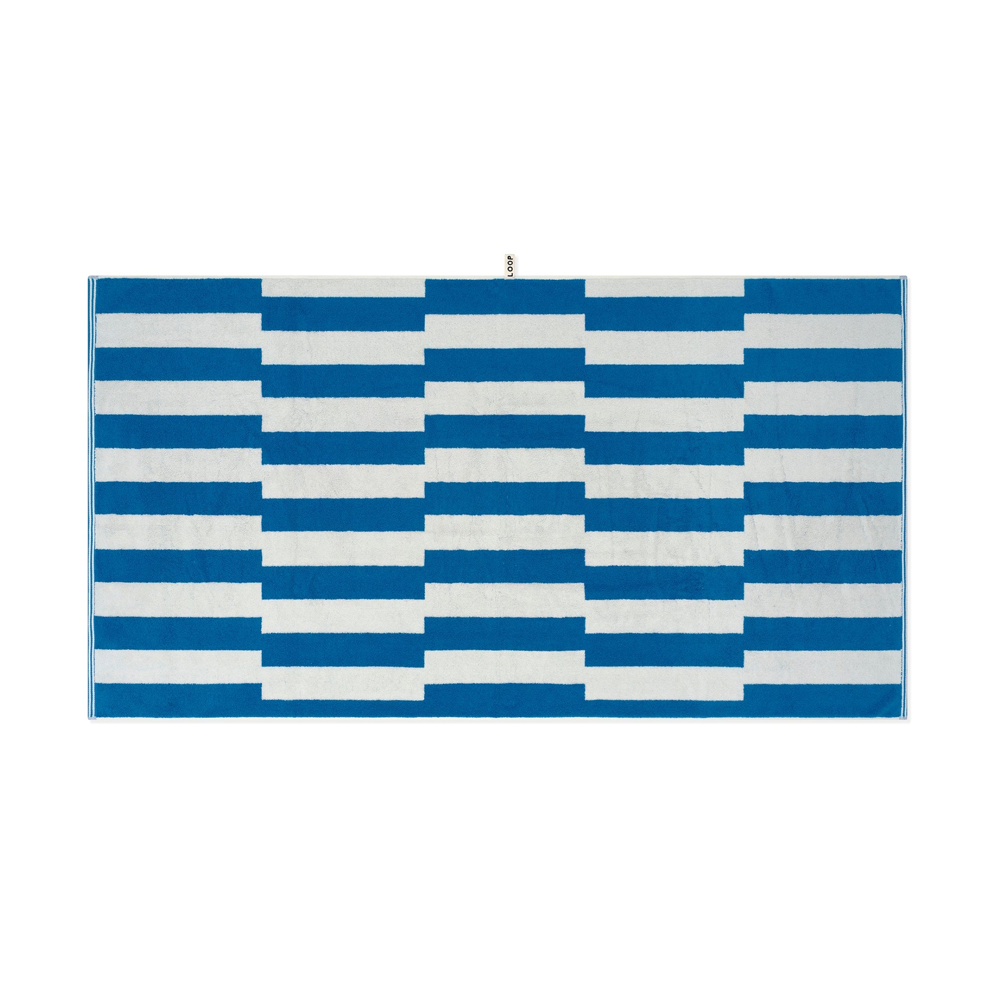 LOOP HOME bath sheet - cobalt/ivory - shift — view 3