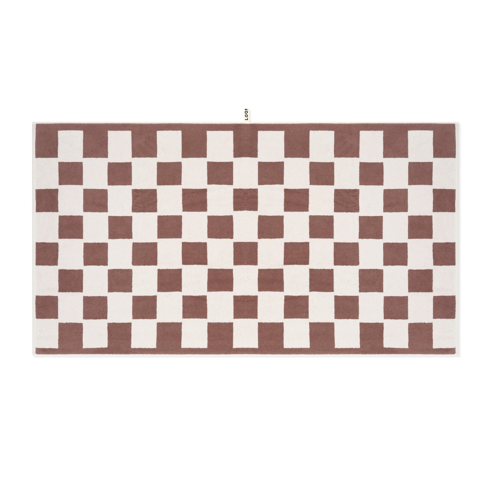 LOOP HOME cobalt and ivory bath sheet with tile pattern — alternate view