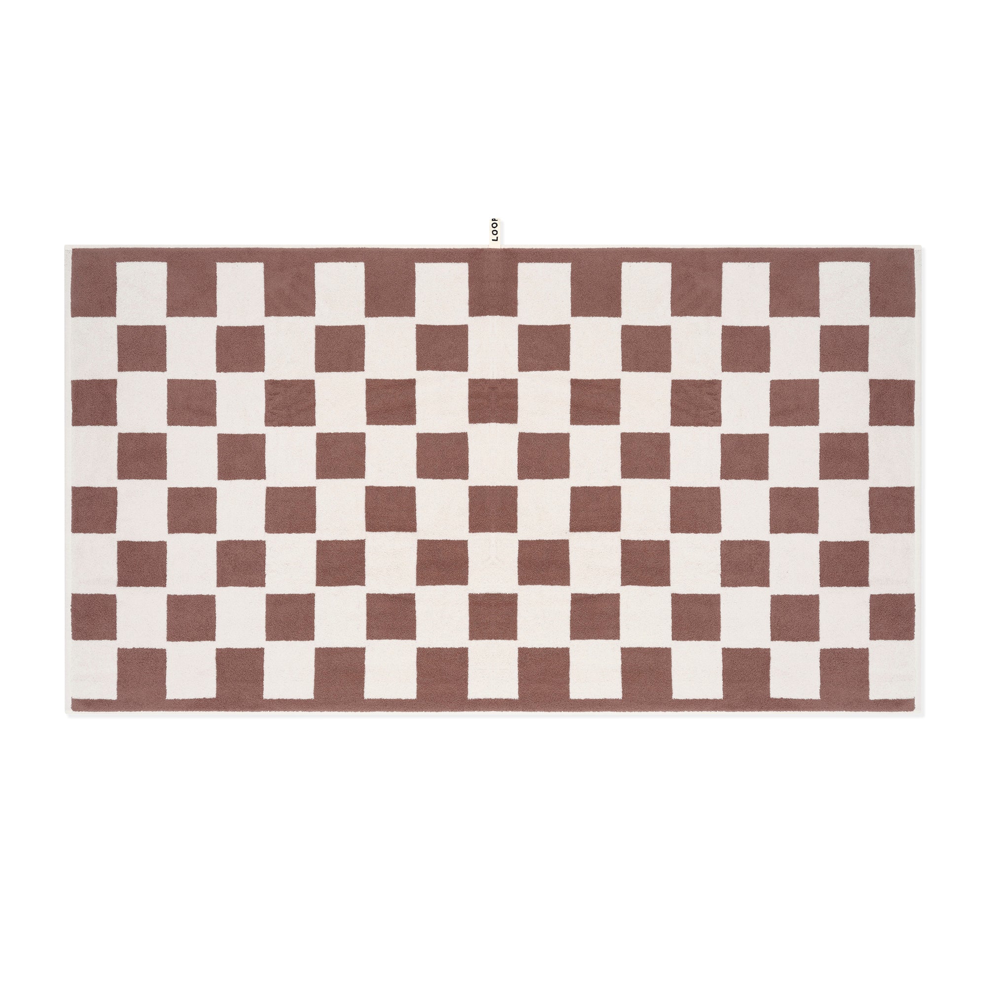 LOOP HOME cobalt and ivory bath sheet with tile pattern — alternate view
