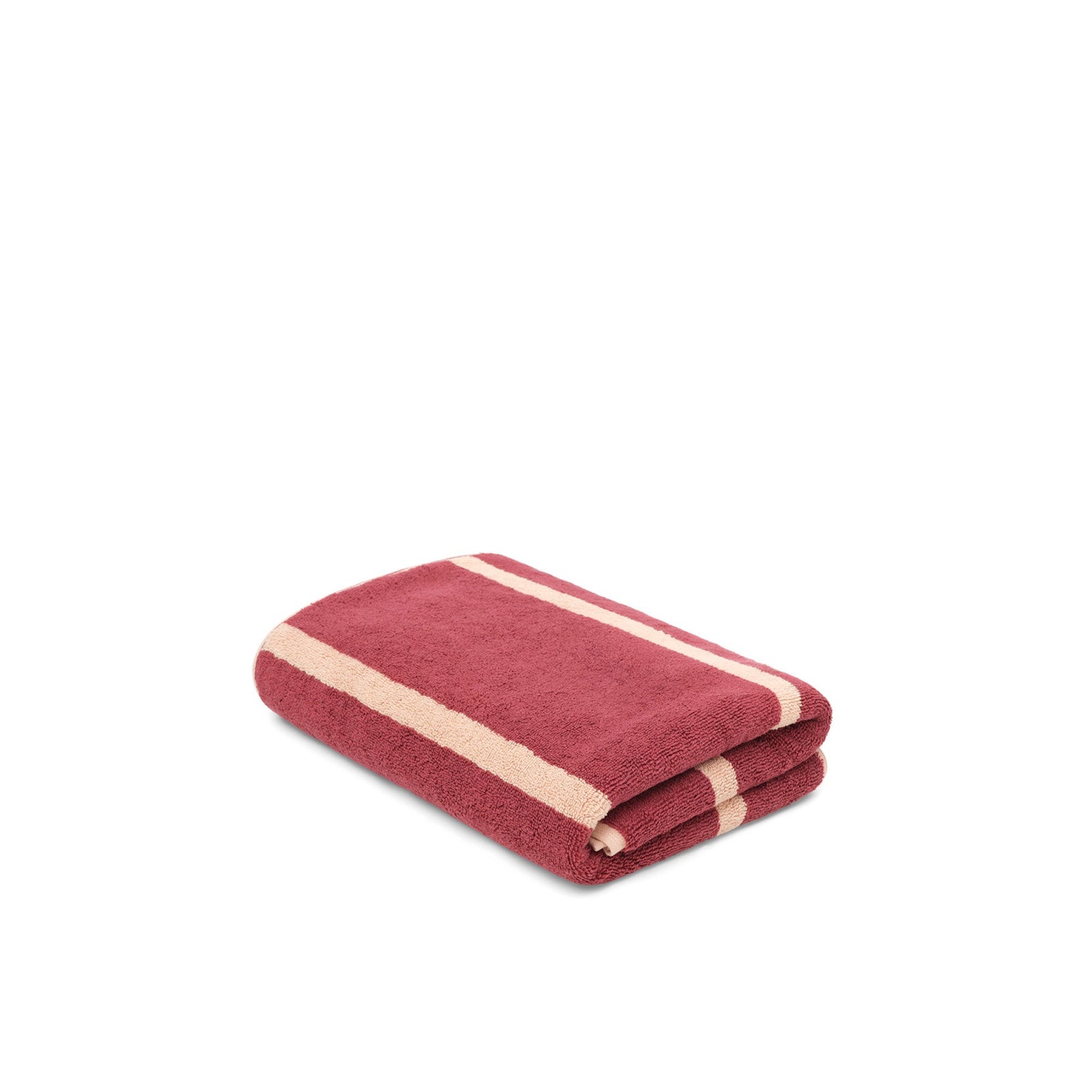 LOOP HOME bath towel - ruby/almond blush - pinstripe