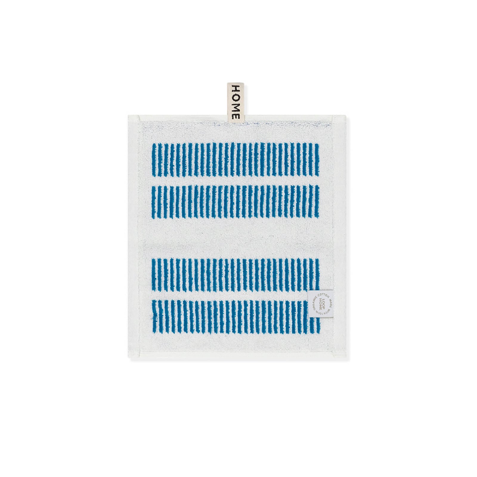 LOOP HOME face towel - cobalt/ivory - dual dash — view 2