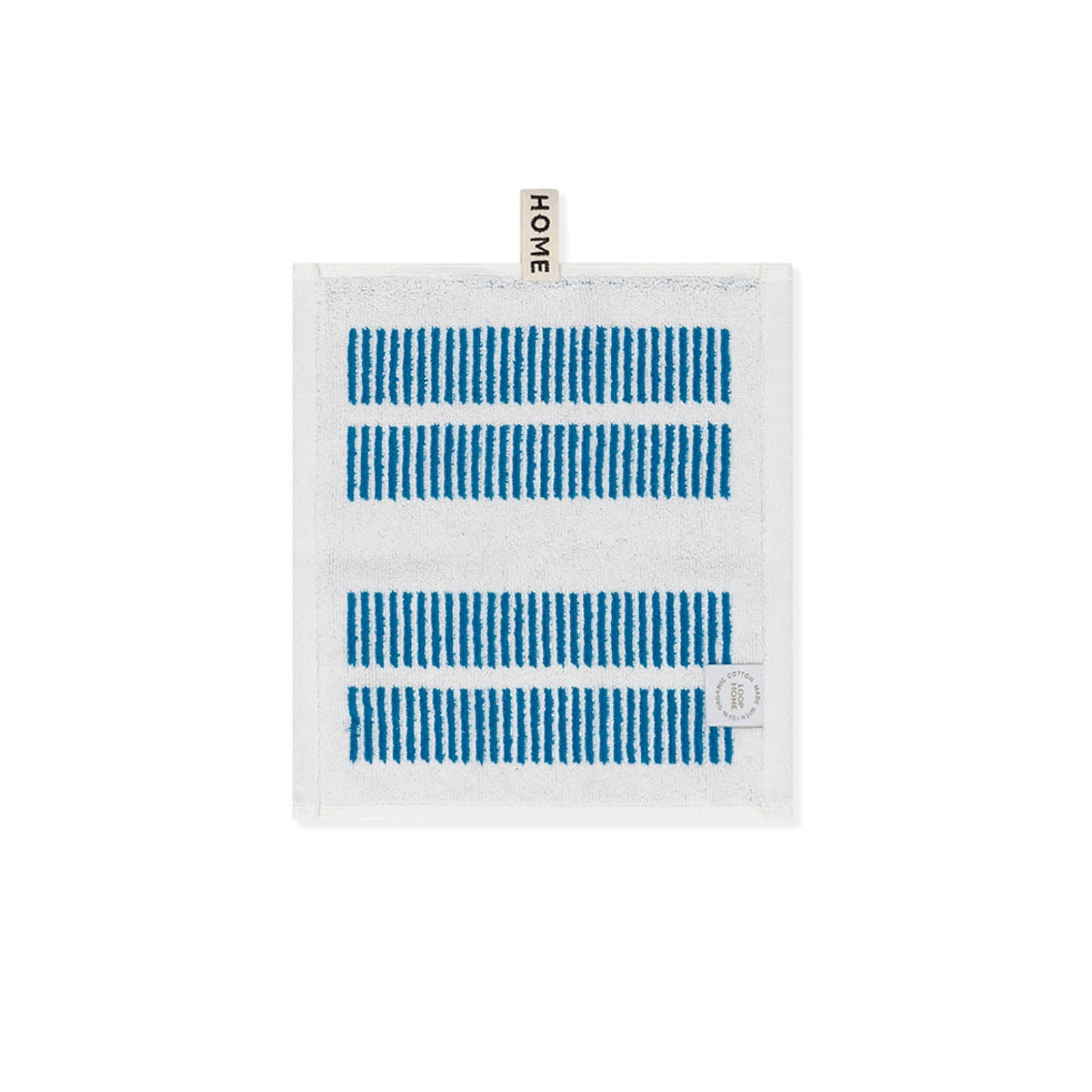 LOOP HOME face towel - cobalt/ivory - dual dash — view 2