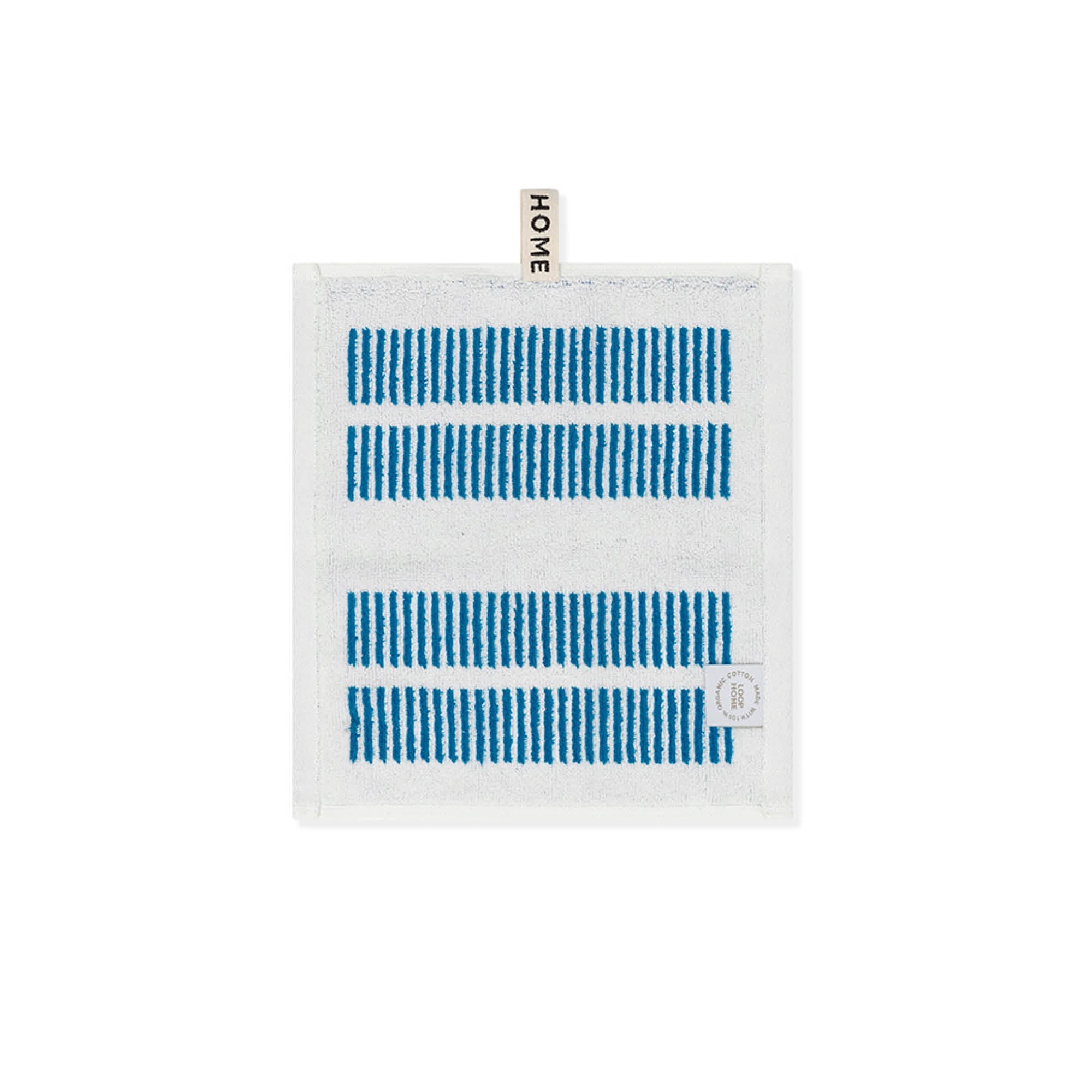 LOOP HOME face towel - cobalt/ivory - dual dash — view 2