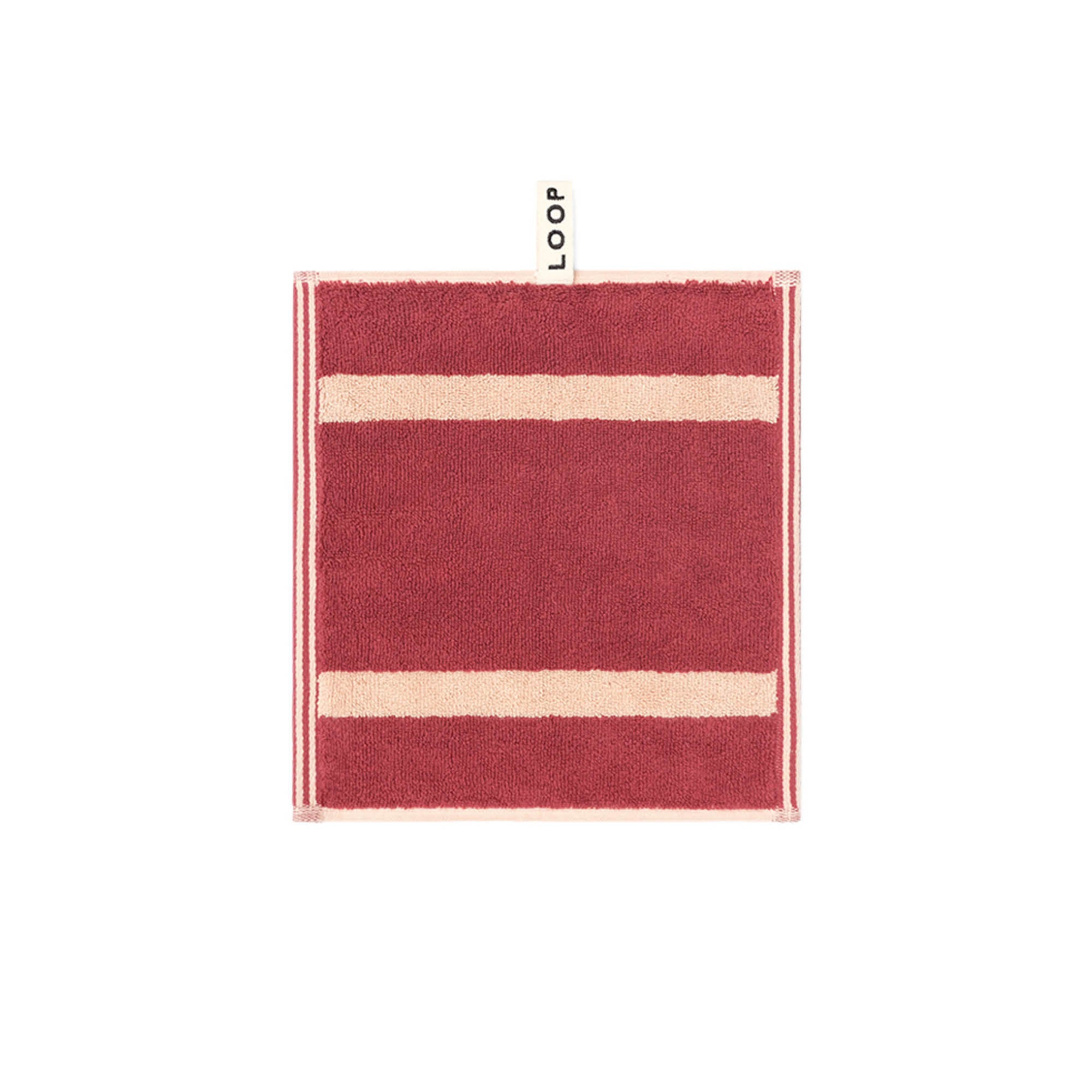 Face Towel - Ruby/Almond - Pinstripe