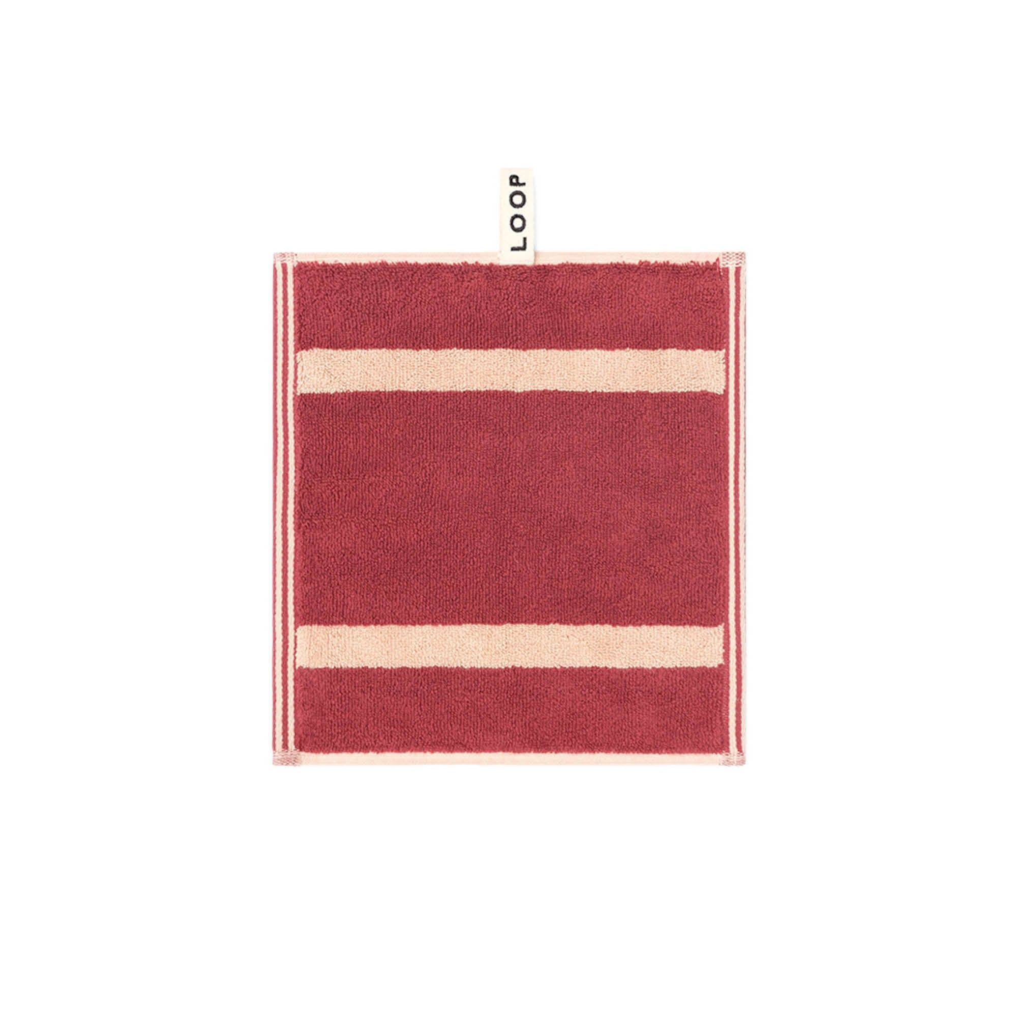 LOOP HOME face towel - ruby/almond - pinstripe