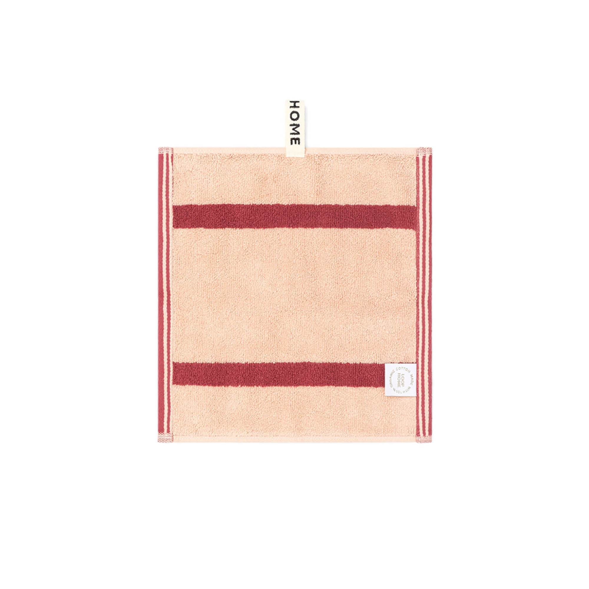 LOOP HOME face towel - ruby/almond blush - pinstripe — view 2