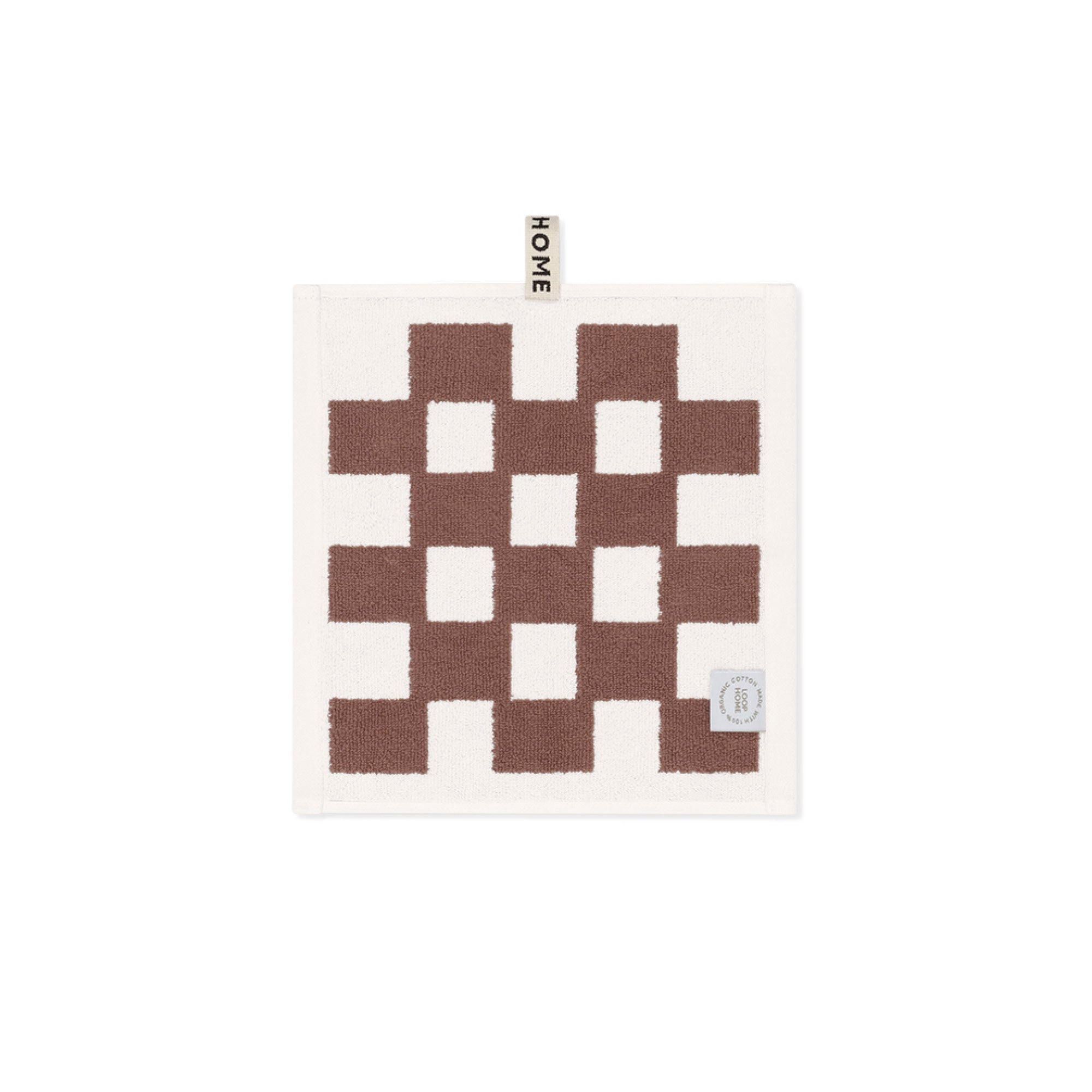 LOOP HOME face towel - coffee/ivory - brick — view 2