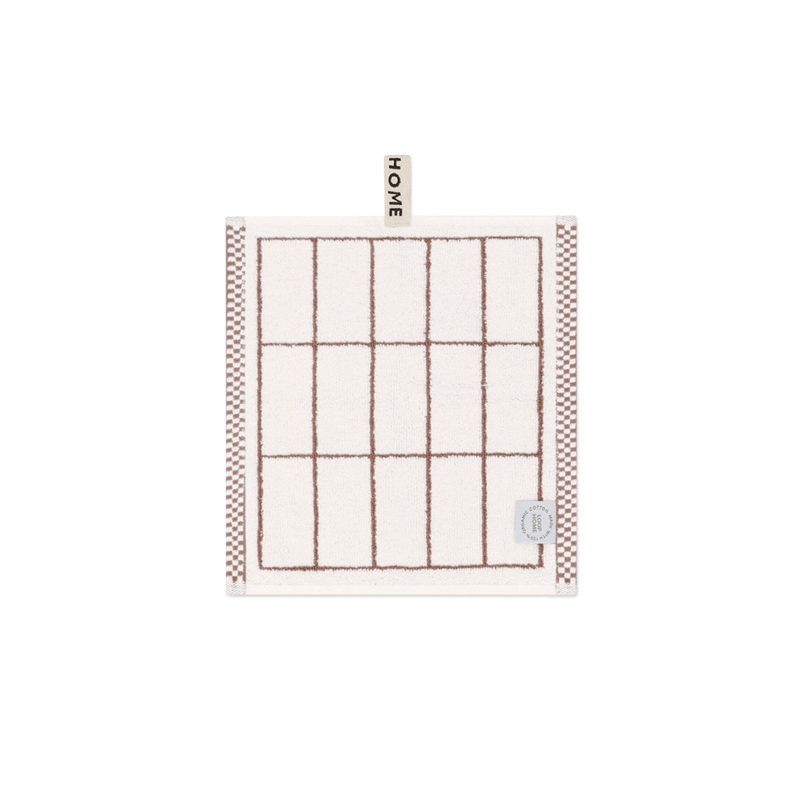 LOOP HOME face towel - coffee/ivory - tile — view 2