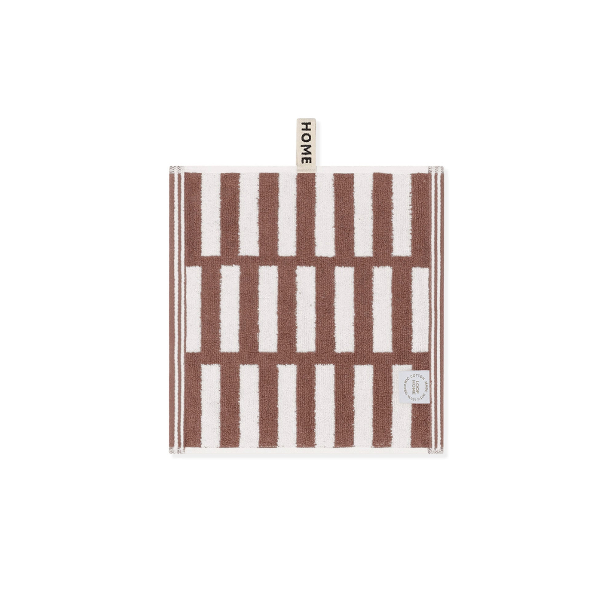 LOOP HOME face towel - coffee/ivory - stack — view 2