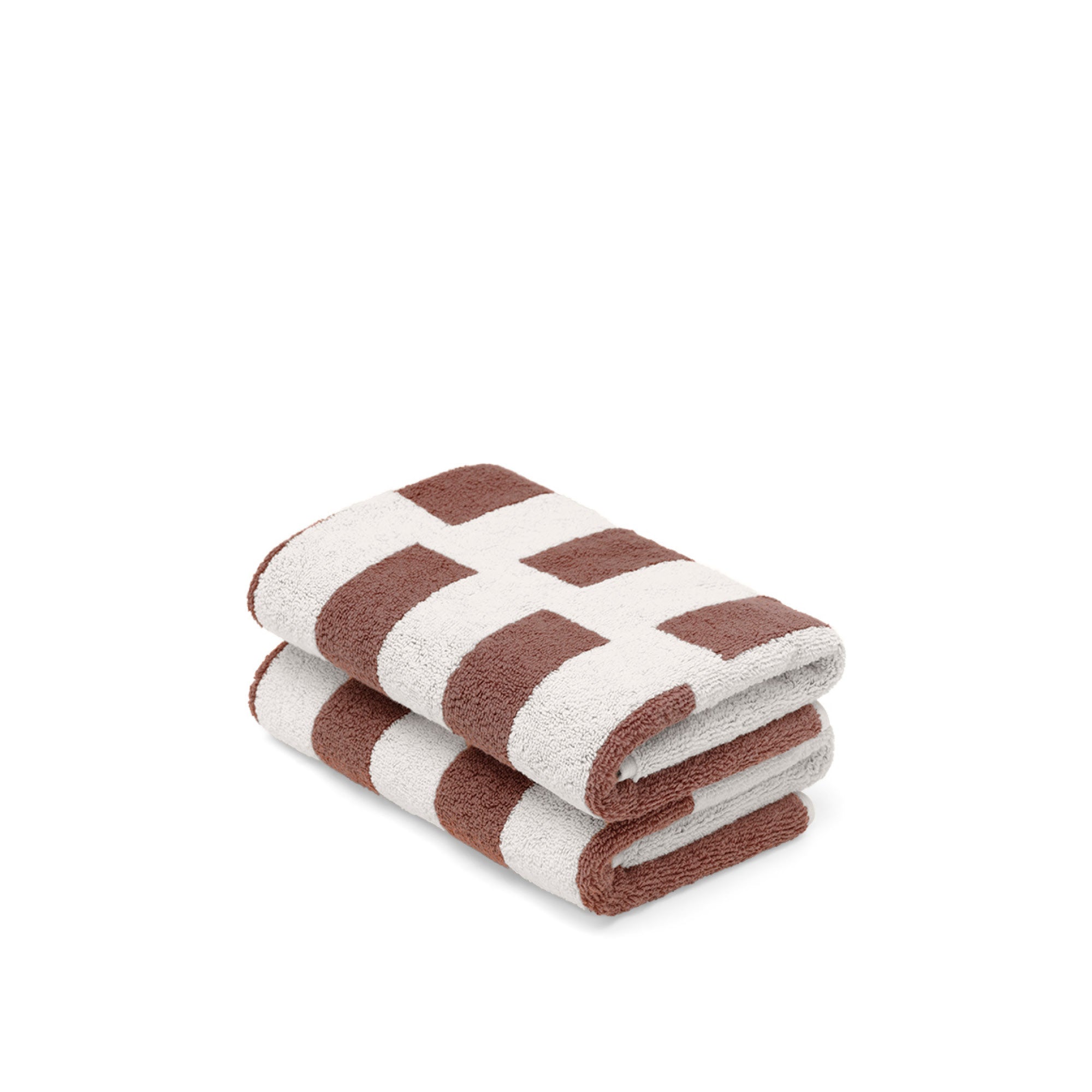 LOOP HOME hand towel - coffee/ivory - stack — view 2