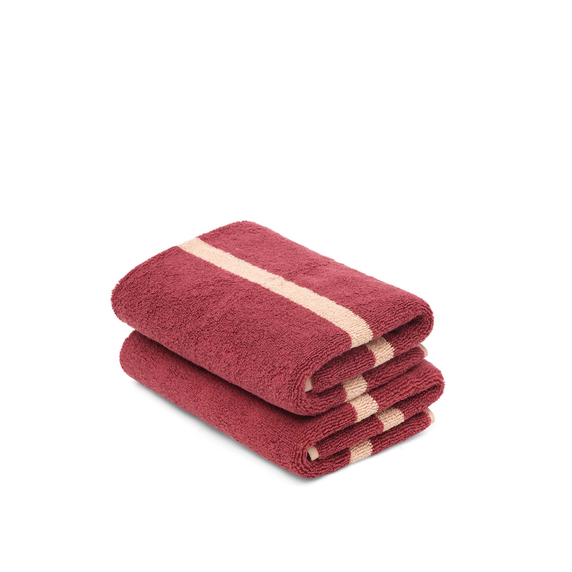Hand Towel - Ruby/Almond Blush - Pinstripe