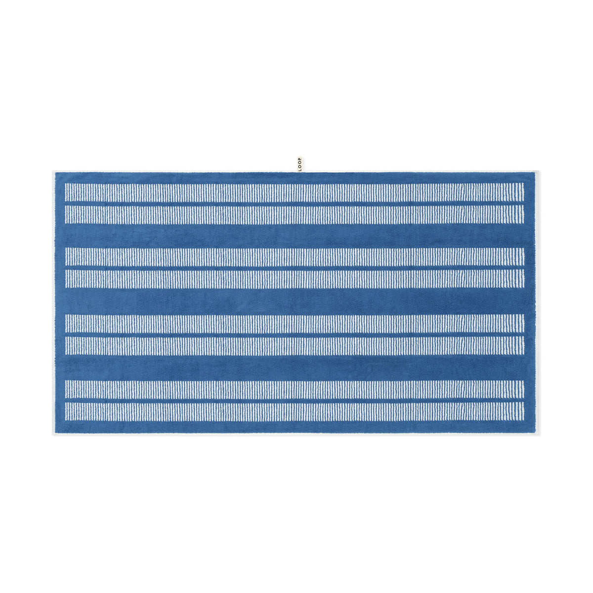 LOOP HOME bath sheet - cobalt/ivory - dual dash — view 2