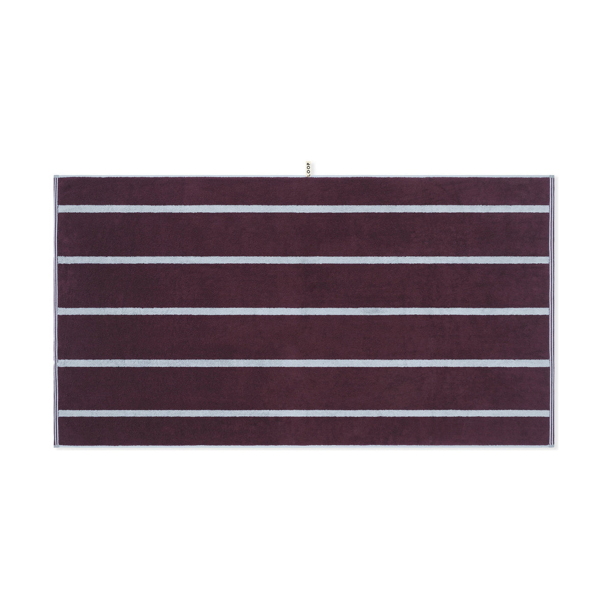LOOP HOME bath sheet - sky/carmine - pinstripe — view 2
