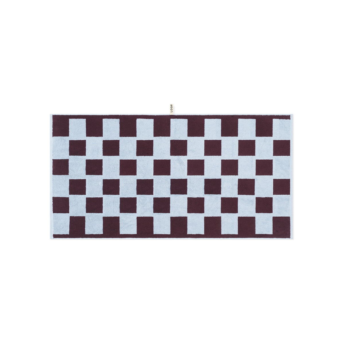 LOOP HOME bath towel - sky/carmine - brick — view 2