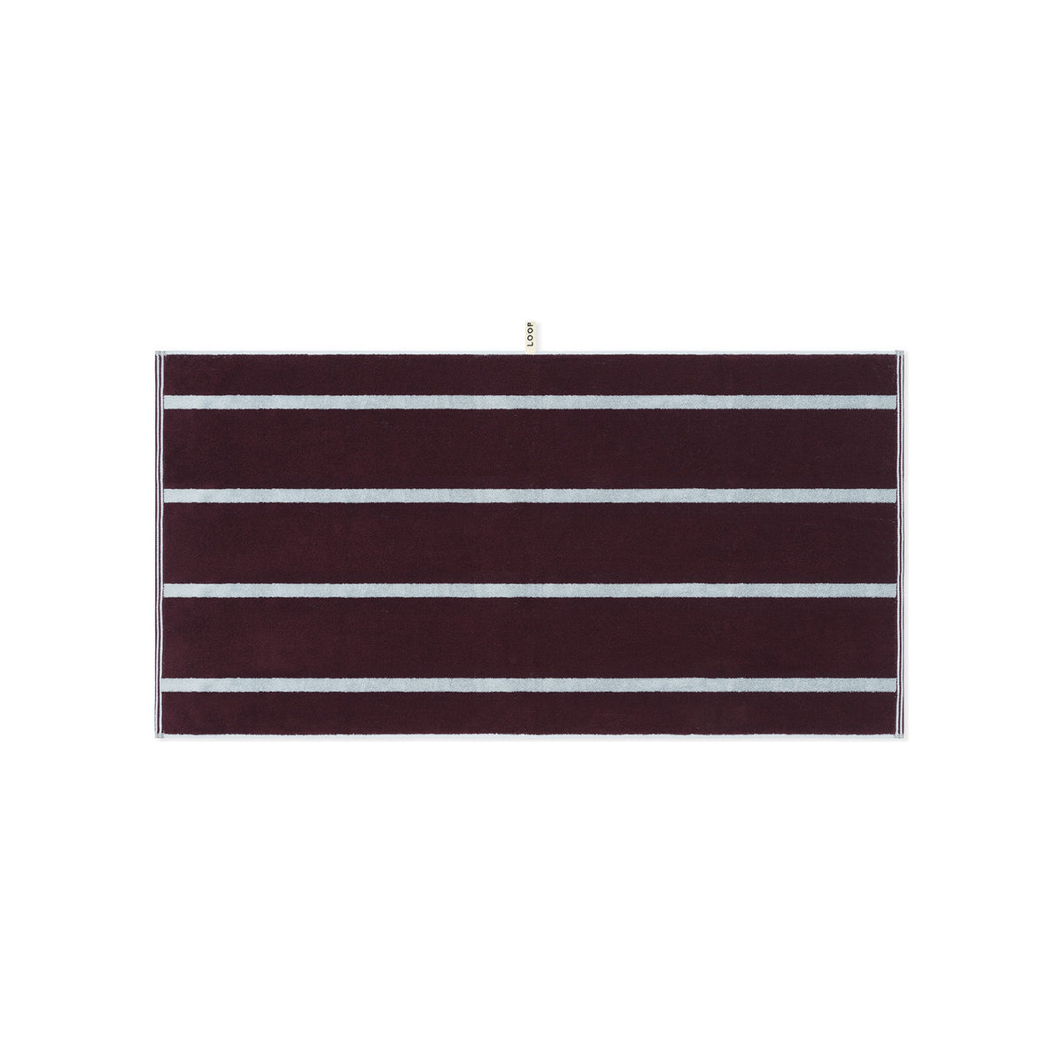 LOOP HOME bath towel - sky/carmine - pinstripe — view 2