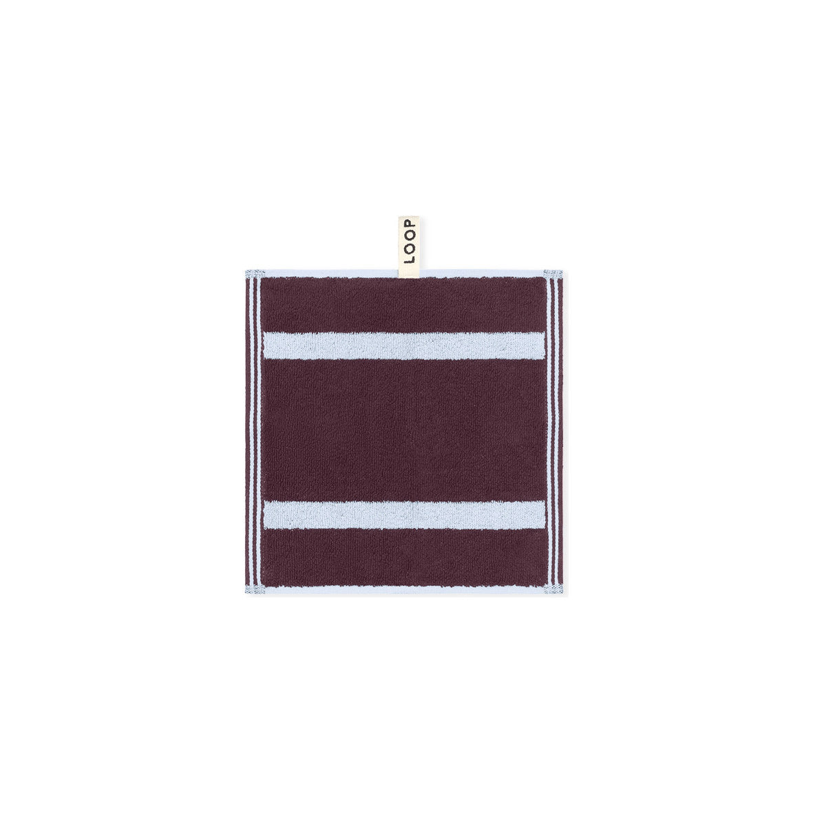 LOOP HOME face towel - sky/carmine - pinstripe