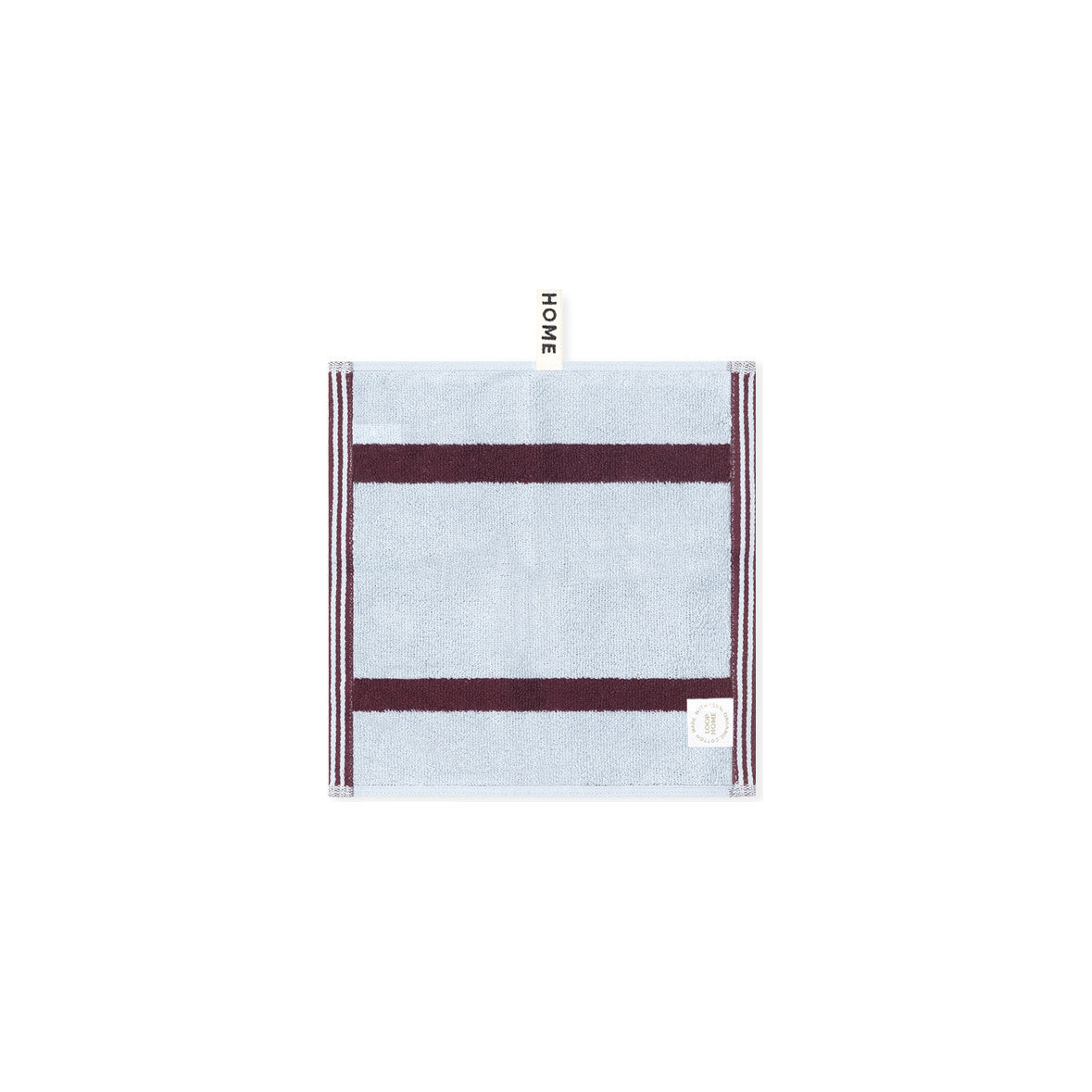 LOOP HOME face towel - sky/carmine - pinstripe — view 2