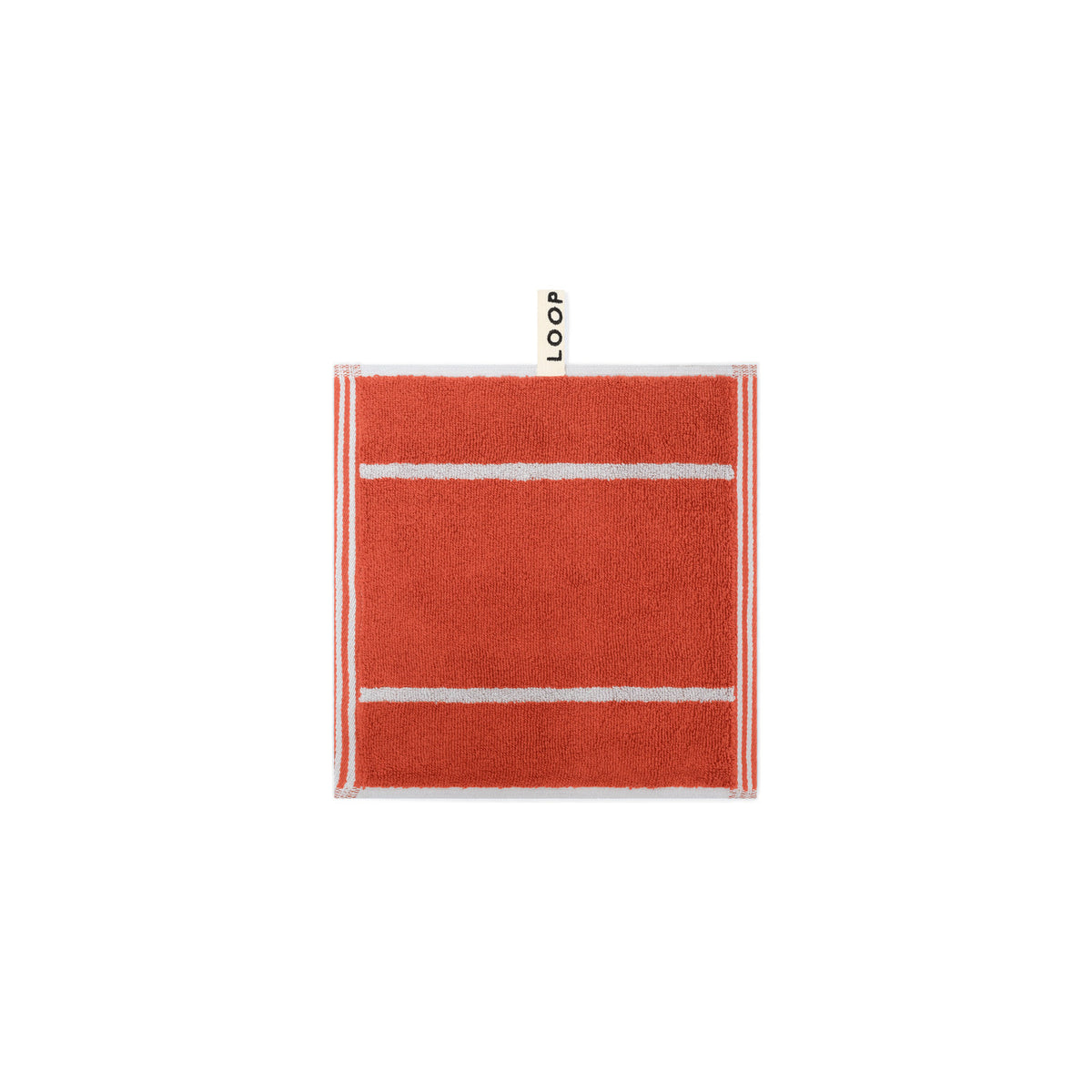LOOP HOME face towel - terracotta/stone - pinstripe