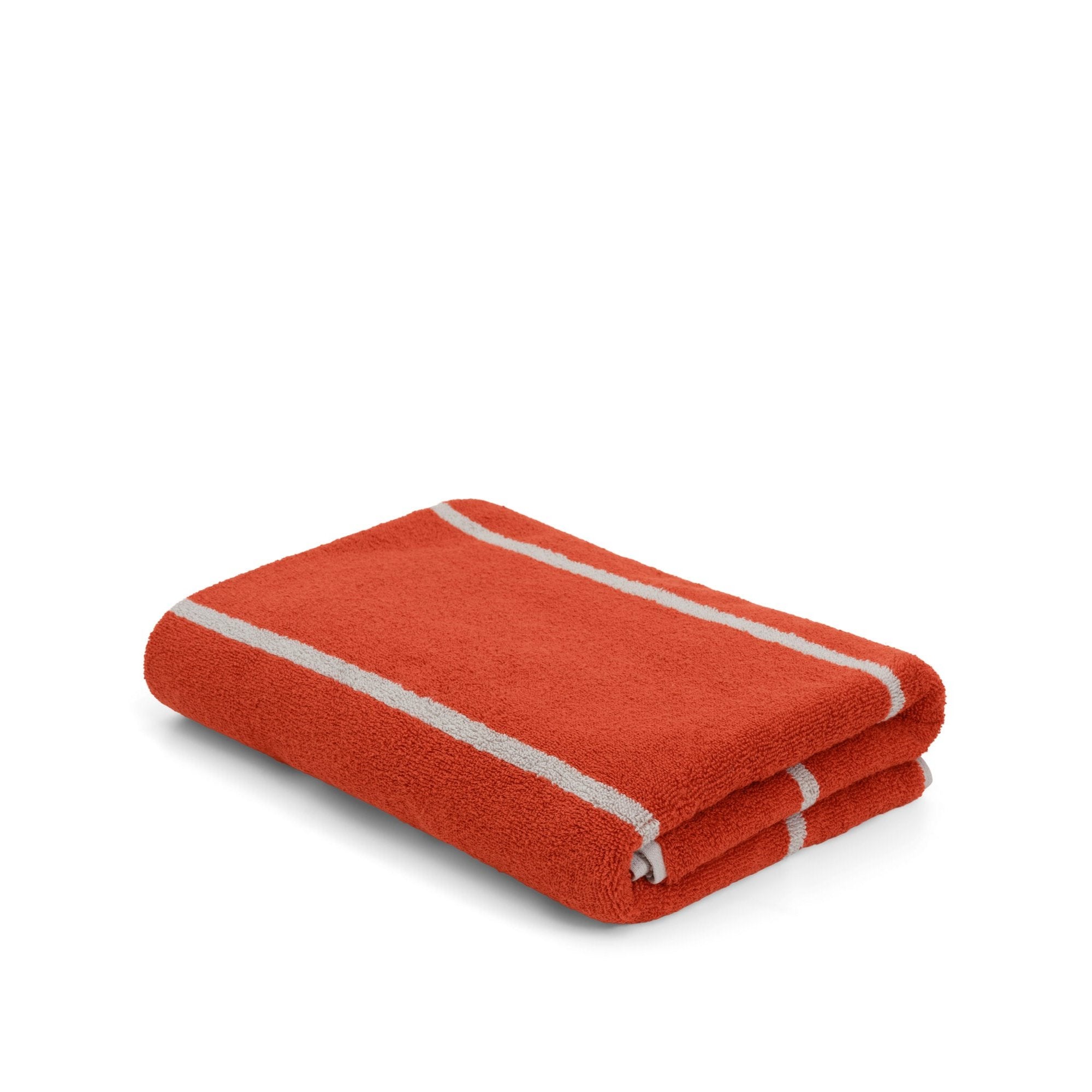 Bath Towel - Terracotta/Stone - Pinstripe