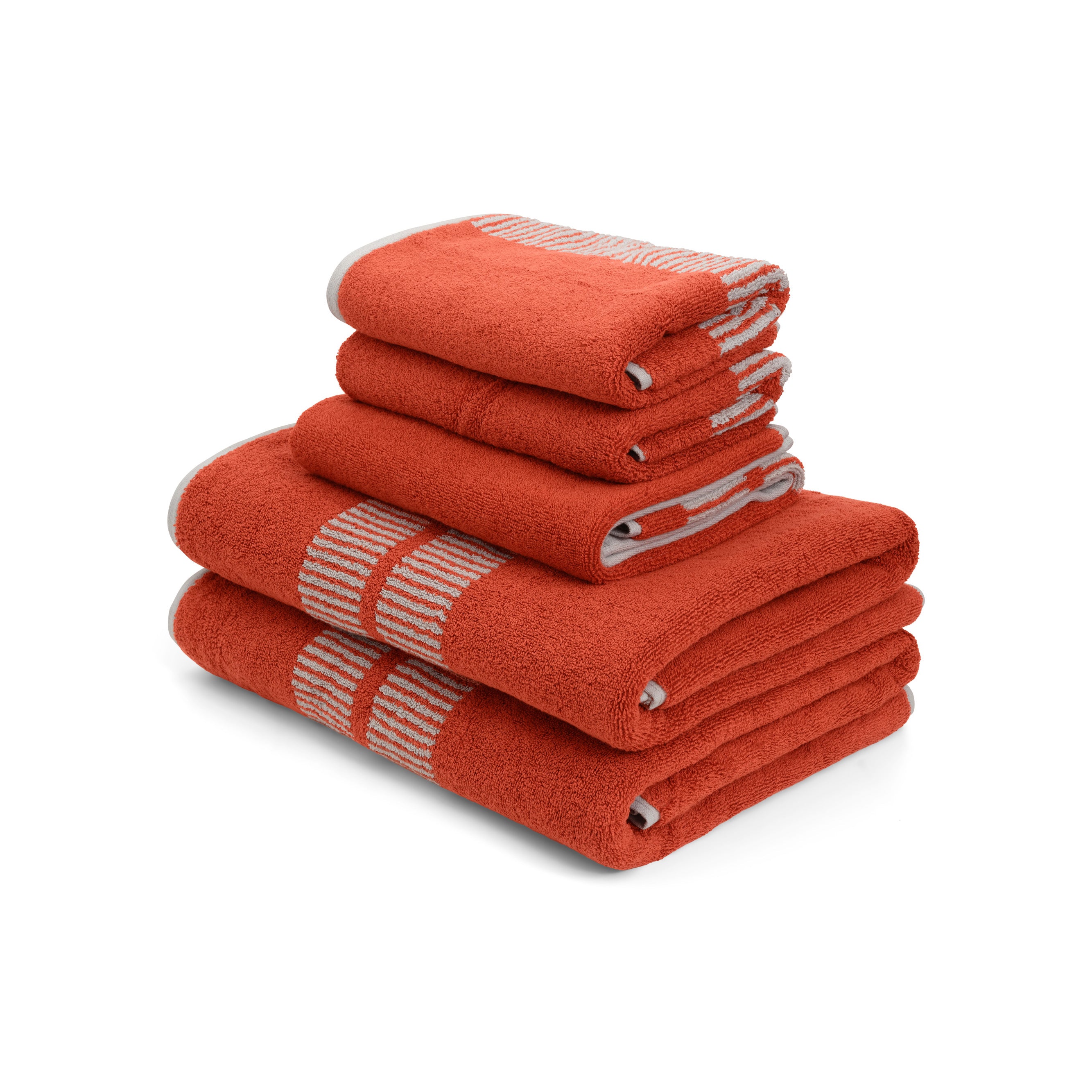 Folded LOOP HOME organic cotton towel set in forest and sage colourway