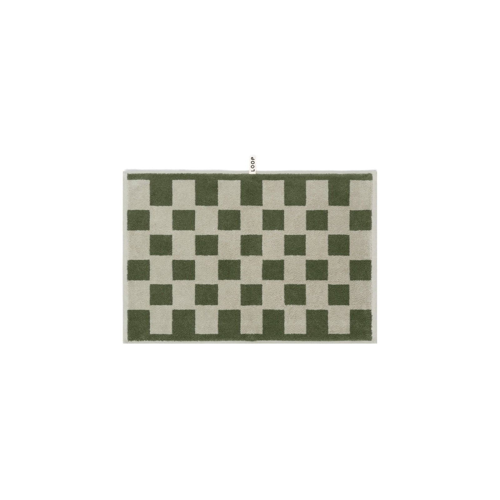 LOOP HOME forest and sage face towel showing brick pattern detail