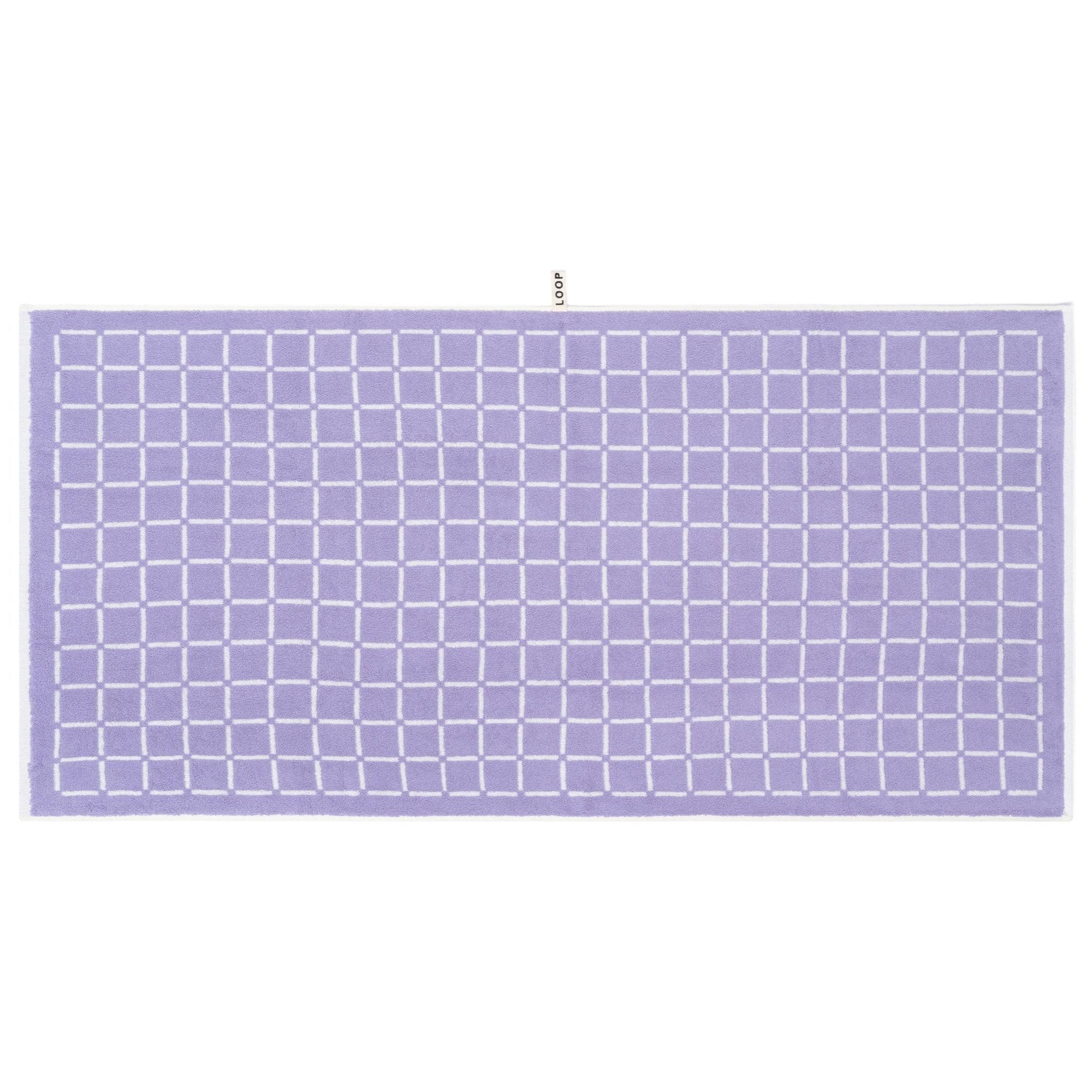 LOOP HOME bath towel - lilac/ivory - grid — view 2