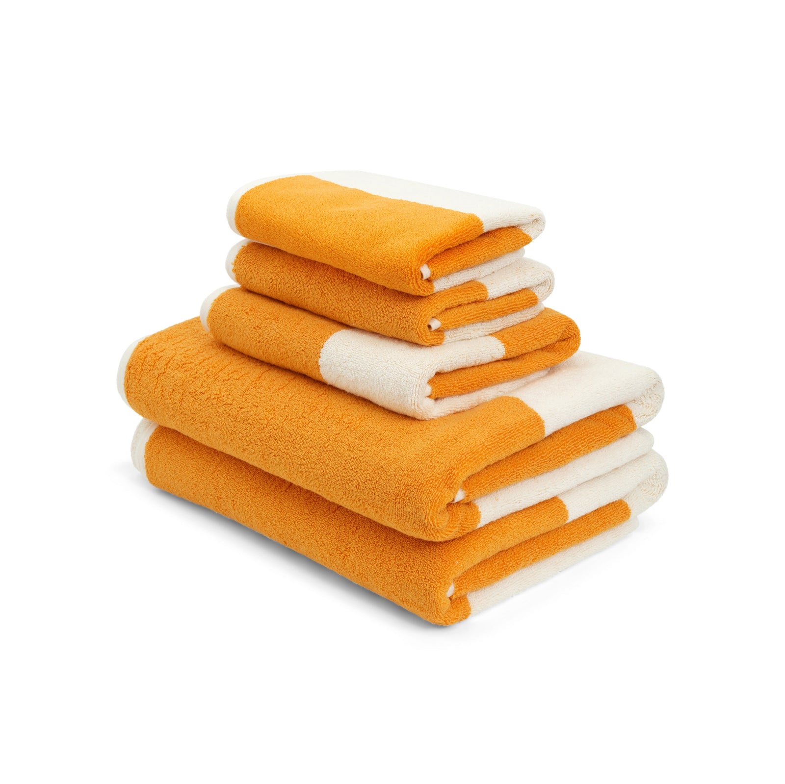 LOOP HOME saffron and ivory face towel with stripe pattern