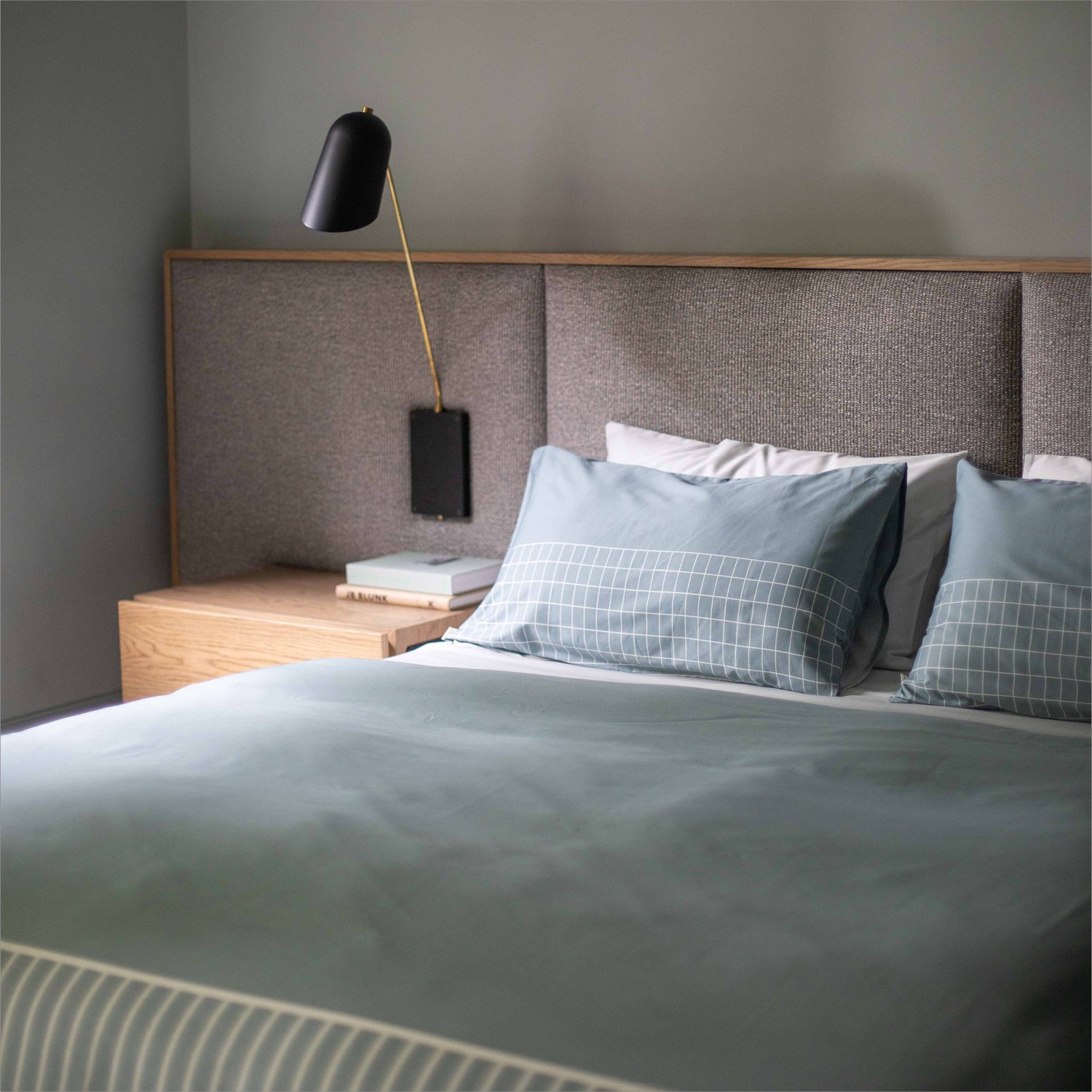 GOTS organic cotton quilt cover ocean grid